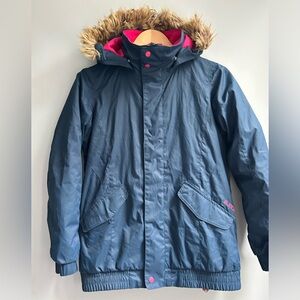 BURTON girls size large parka with faux fur hood